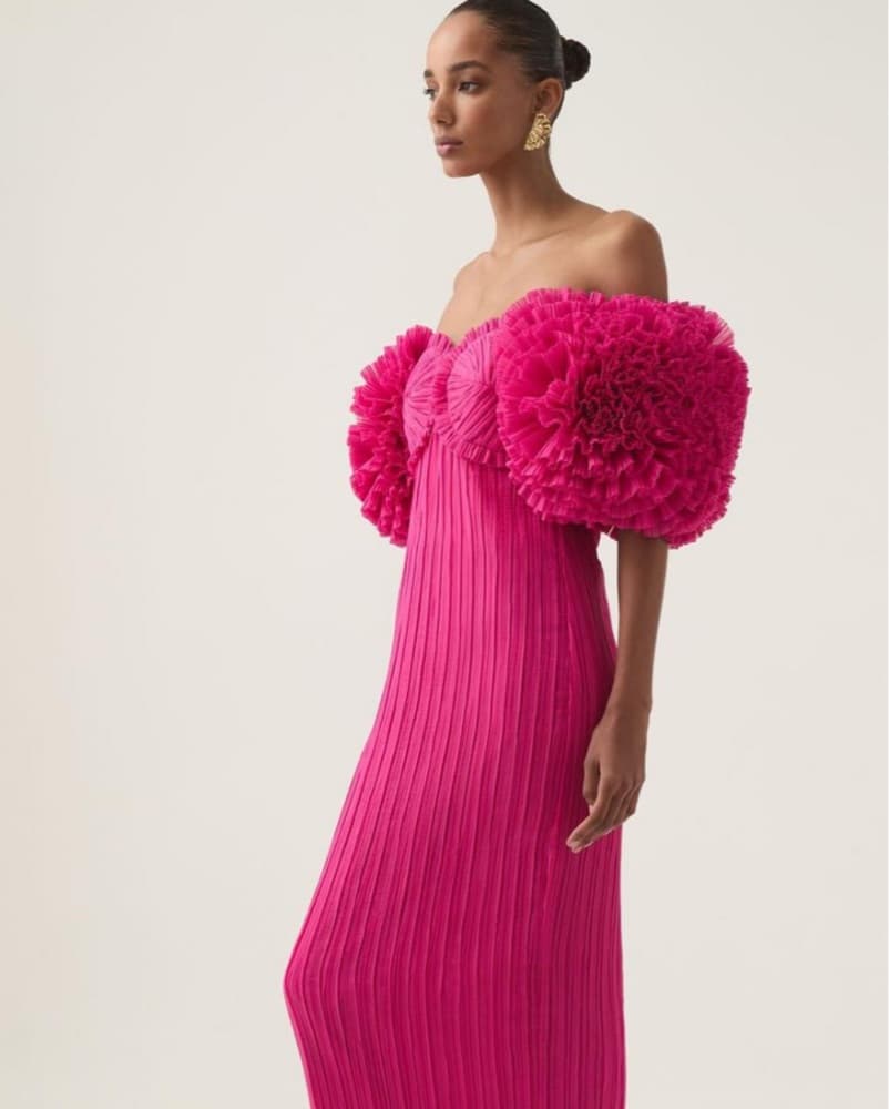 Aje magenta Dress With Statement Sleeves - Image 3