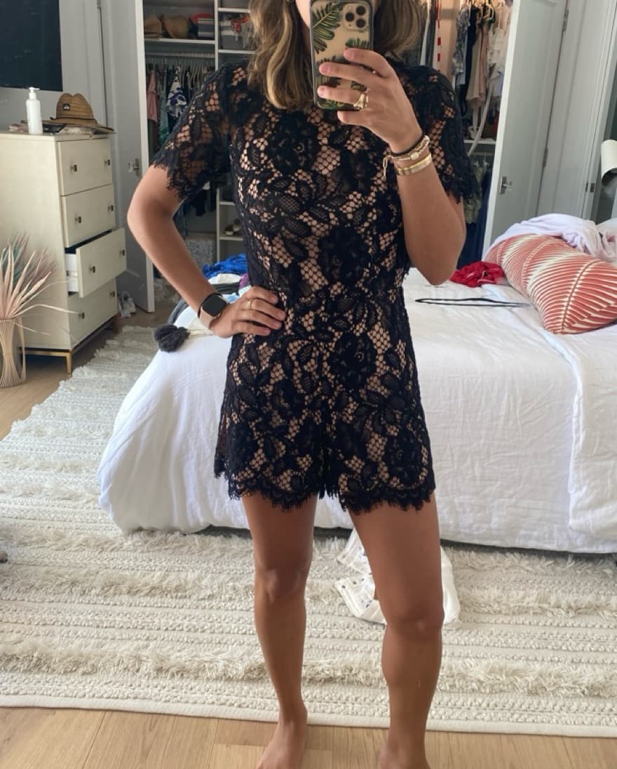 Alexis Lace Black Romper - Image 1