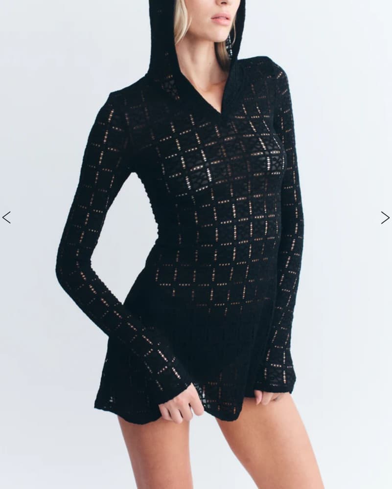 With jean hooded Black Dress - Image 1