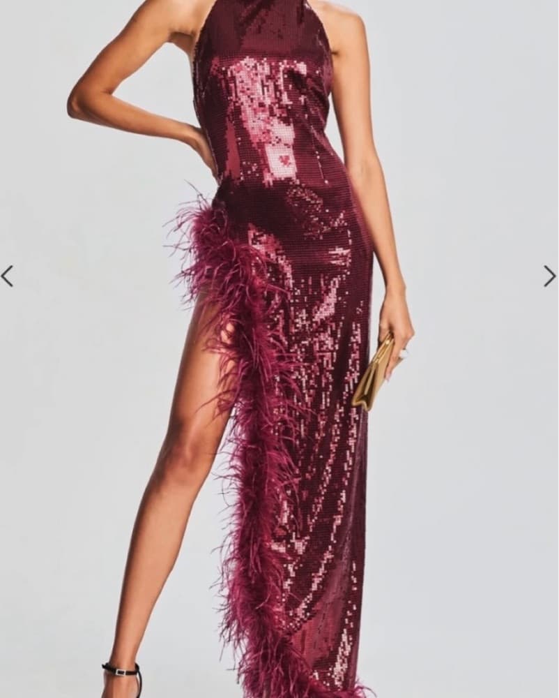 Retrofete Vixen Sequin Feather Dress - Image 1
