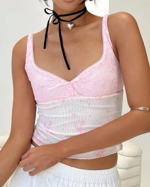 Baby Pink Lace-Trim Camisole - Image 1