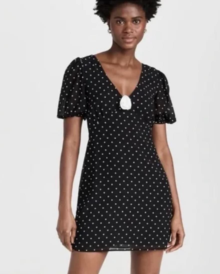 Wayf Polka Dot Rosette Mini Dress - Image 1
