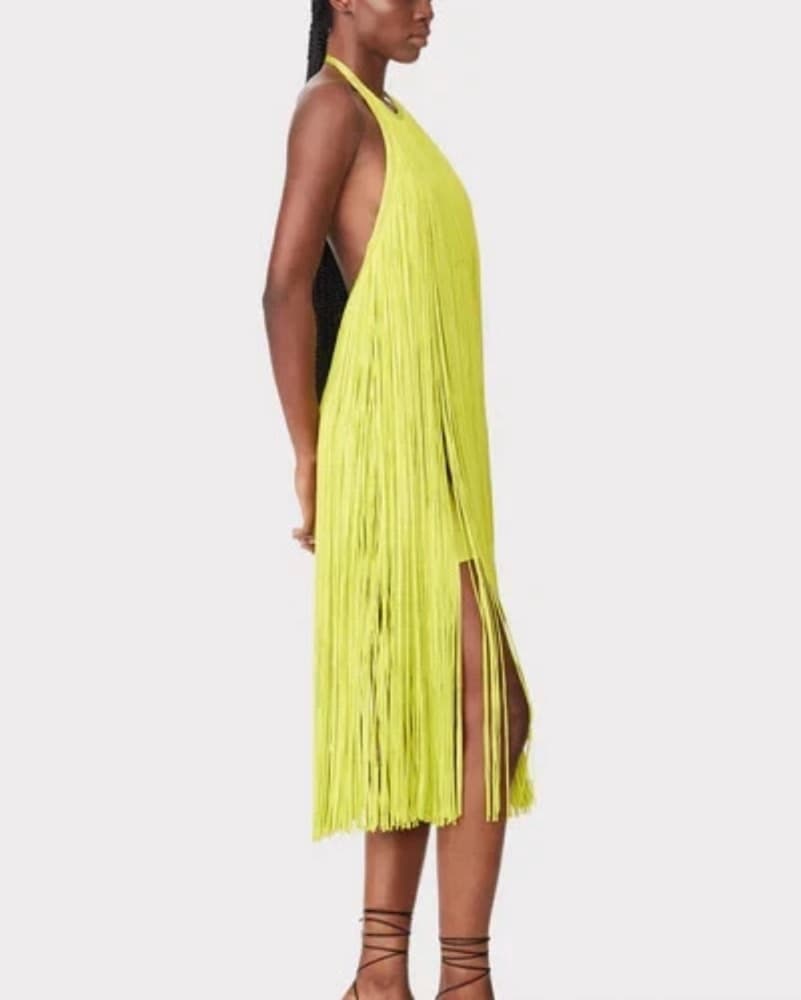 Herve Leger Yellow Fringe Dress  - Image 3