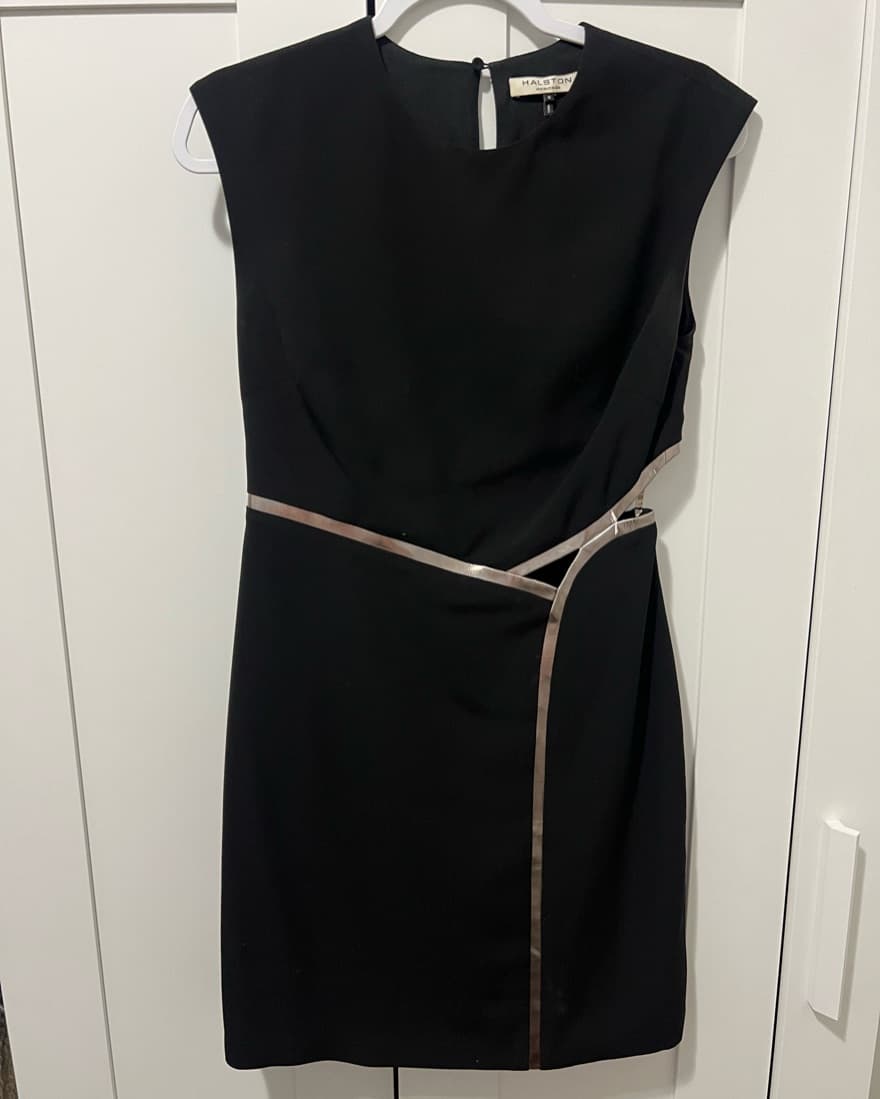 Halston Black And Silver Mini Dress - Image 1