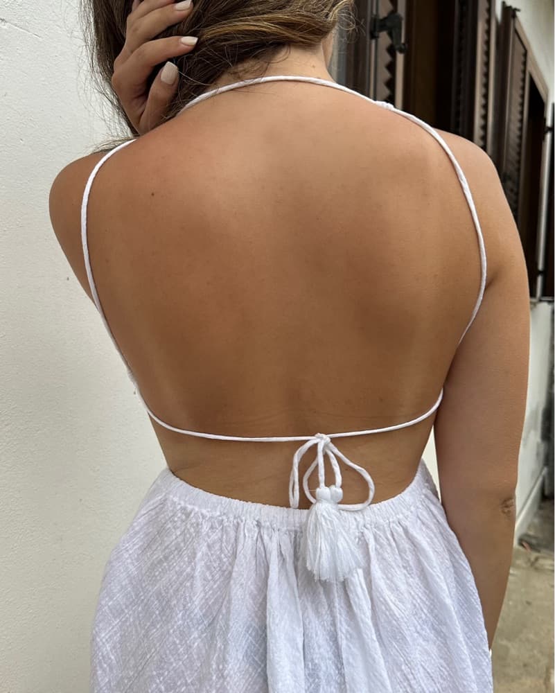 Italian Linen Backless Mini Dress - Image 4