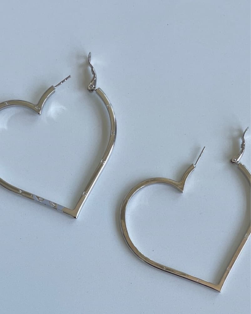 Chanel Silver Heart Earrings - Image 2