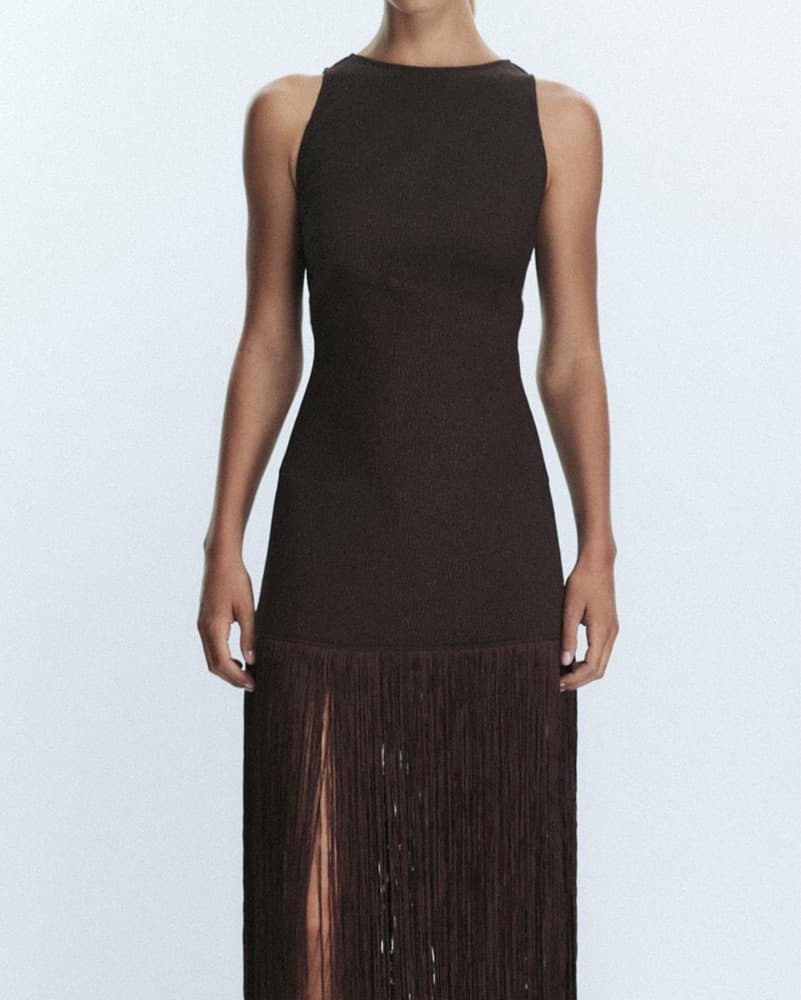 Zara Fringe Fitted Dress - Image 1