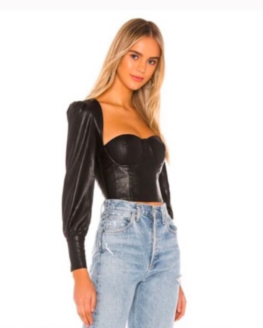 NBD Fia Leather Long Sleeve Top - Image 2