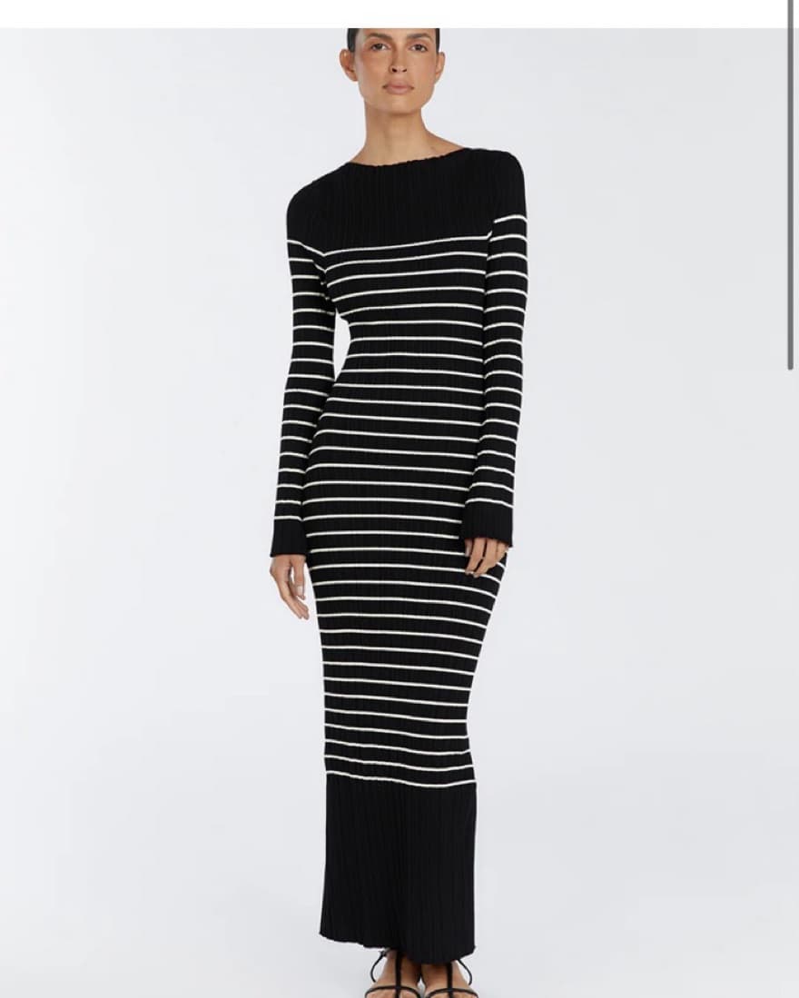 Dissh Black Striped Long Sleeve Dress - Image 1