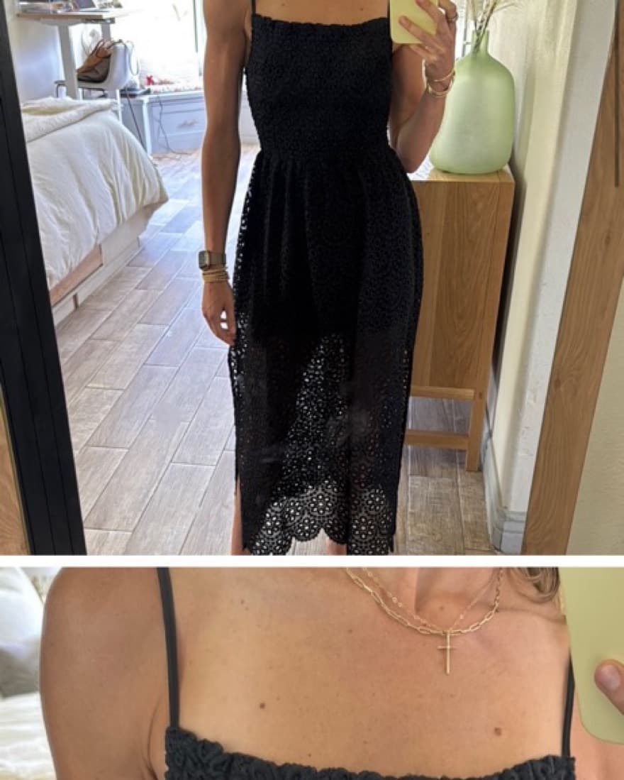 Black Eyelet Maxi Dress - Image 1