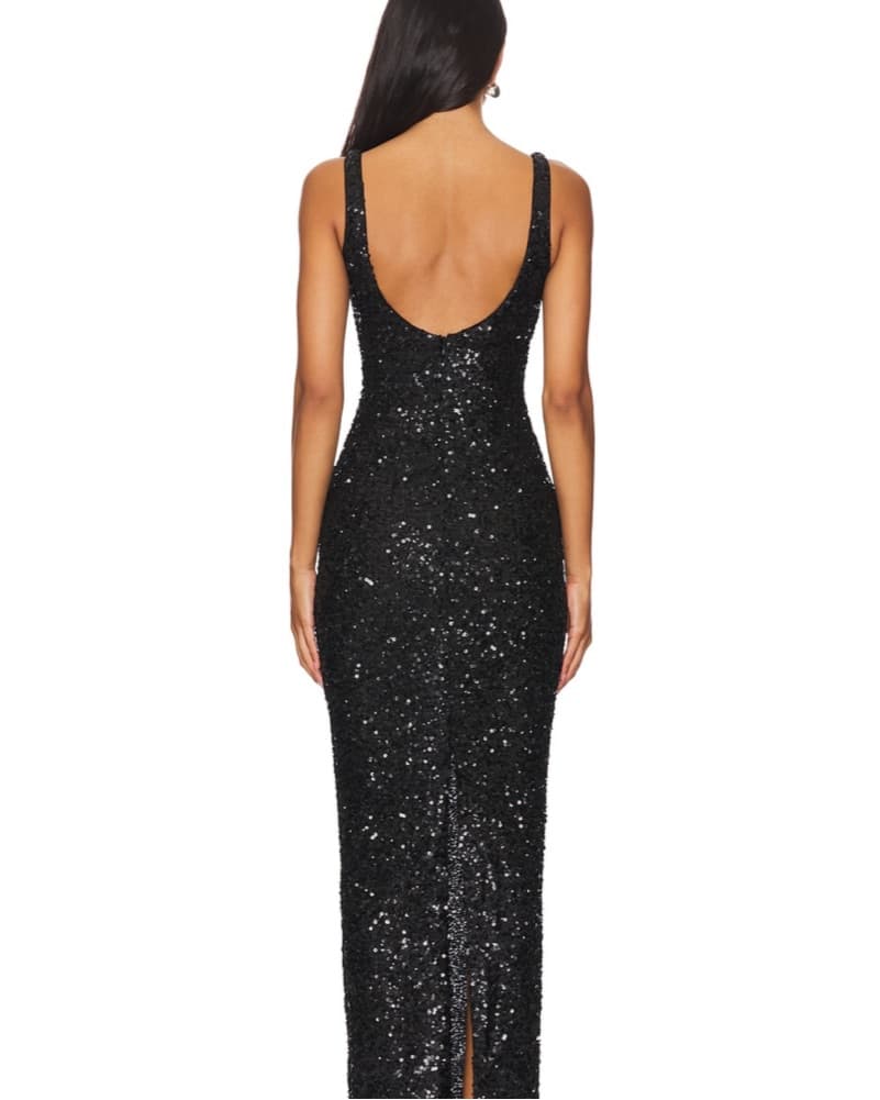 Janhvi Black Sequin Maxi Dress  - Image 3