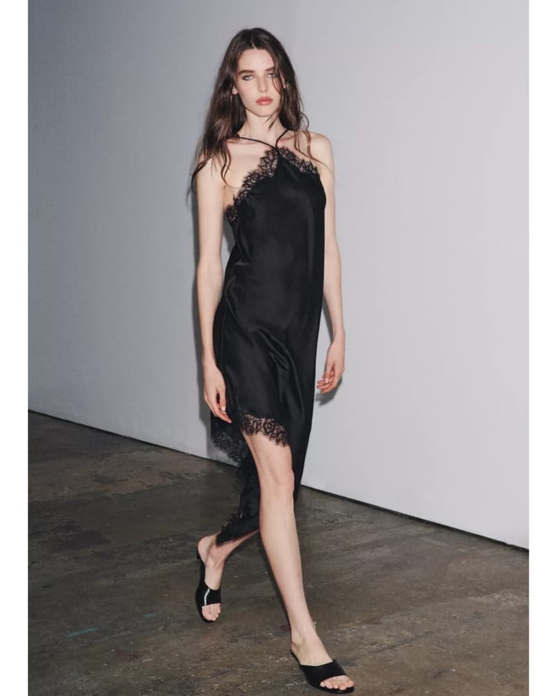 Black Lace Satin Dress  - Image 3