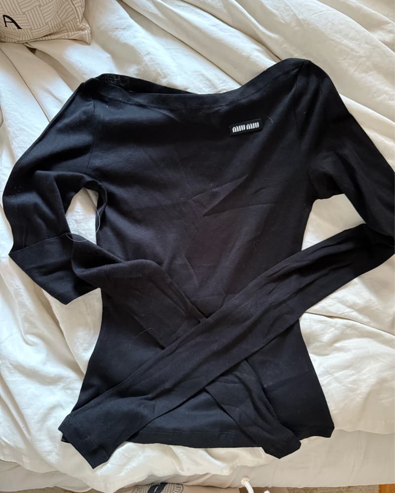Miu Miu Ribbed Jersey Top - Image 2
