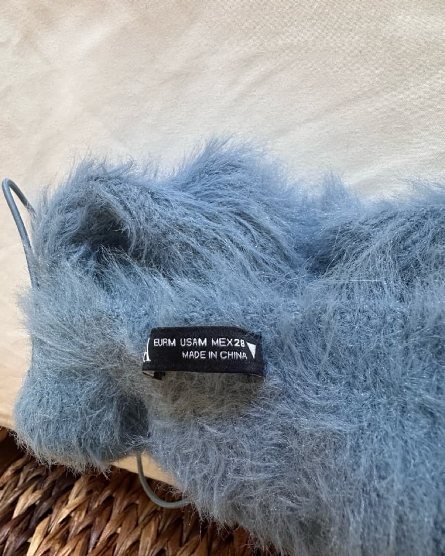 Blue Fuzzy Spaghetti Strap Crop top Zara - Image 3