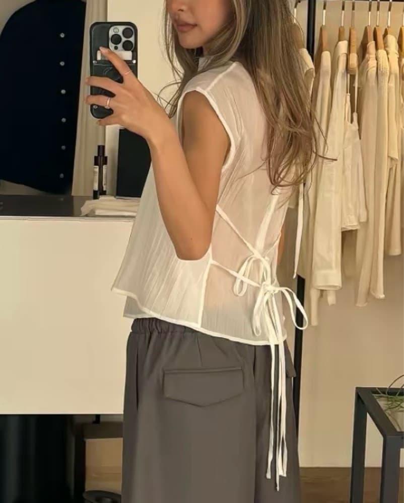Londonflat 2 Piece Tied Top in Black - Image 3