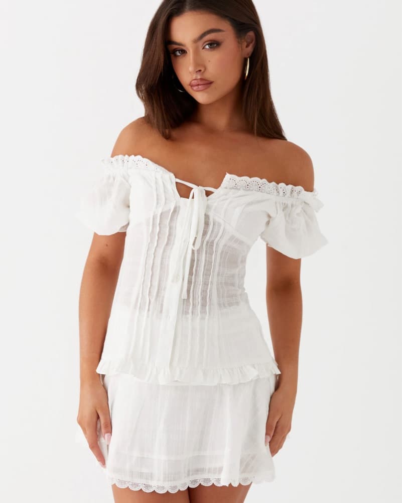 PepperMayo White Mini Skirt Ruffle Set - Image 2