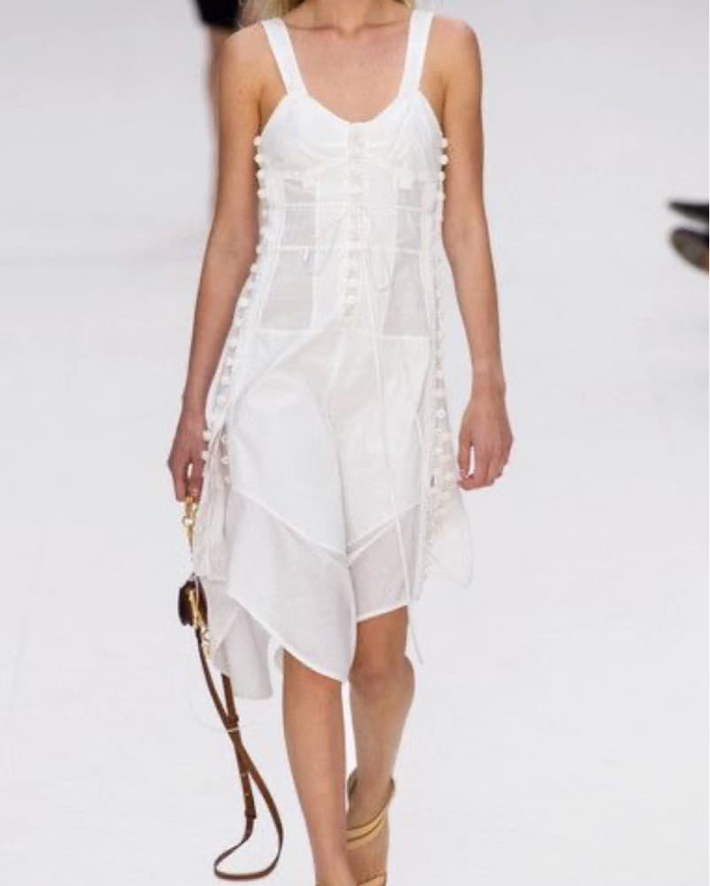 Chloe Voile Button Detail White Dress - Image 1
