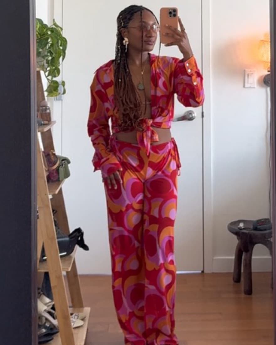 Solid & Striped Mesh Tunic And Pants - Image 1