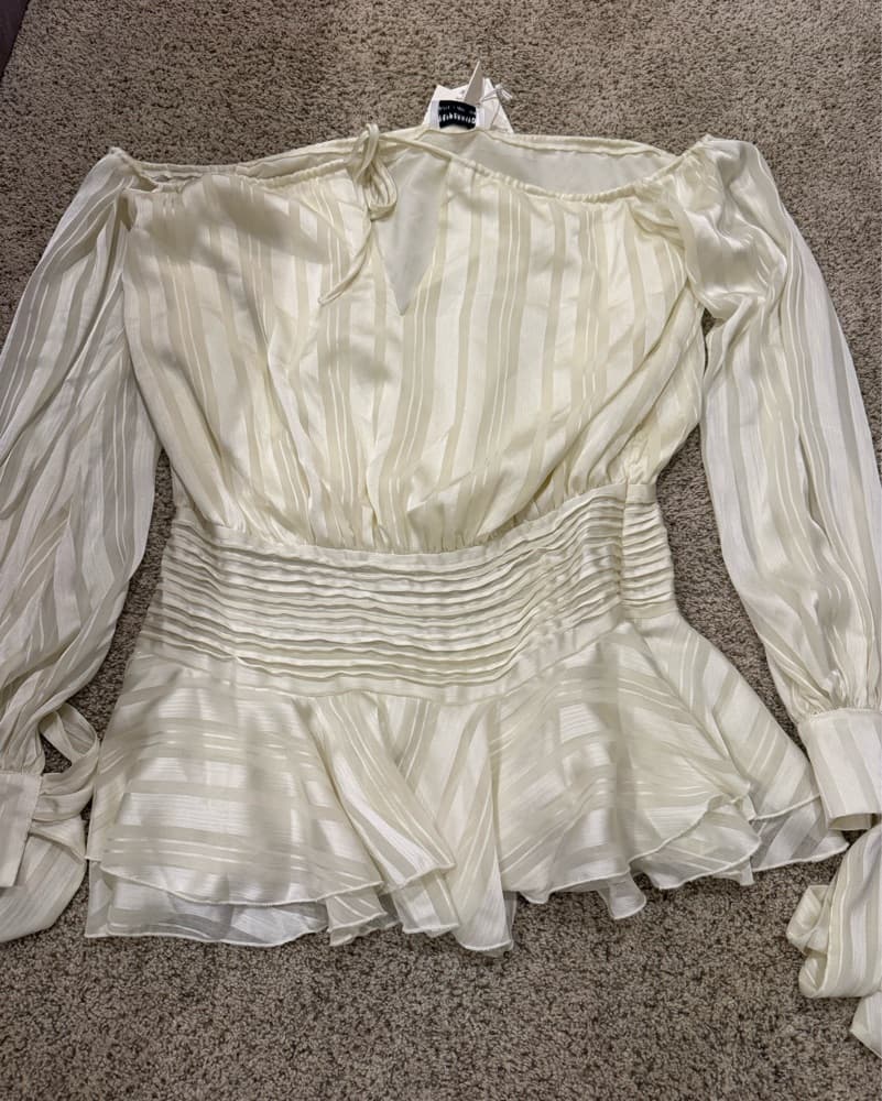 Peppermayo mini Off Shoulder Cream Dress - Image 3