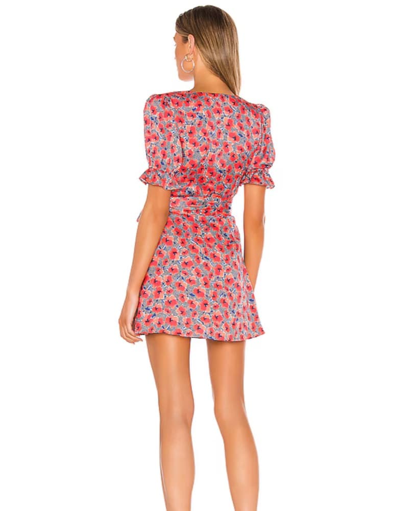 Vibrant Floral Mini Wrap Dress - Image 3