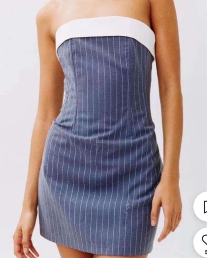 With Jean Chloe Pinstripe Corset Dress - Image 1