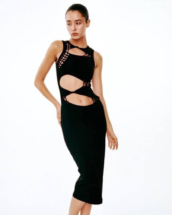 With Jean Black Cut Out Dress - Image 2