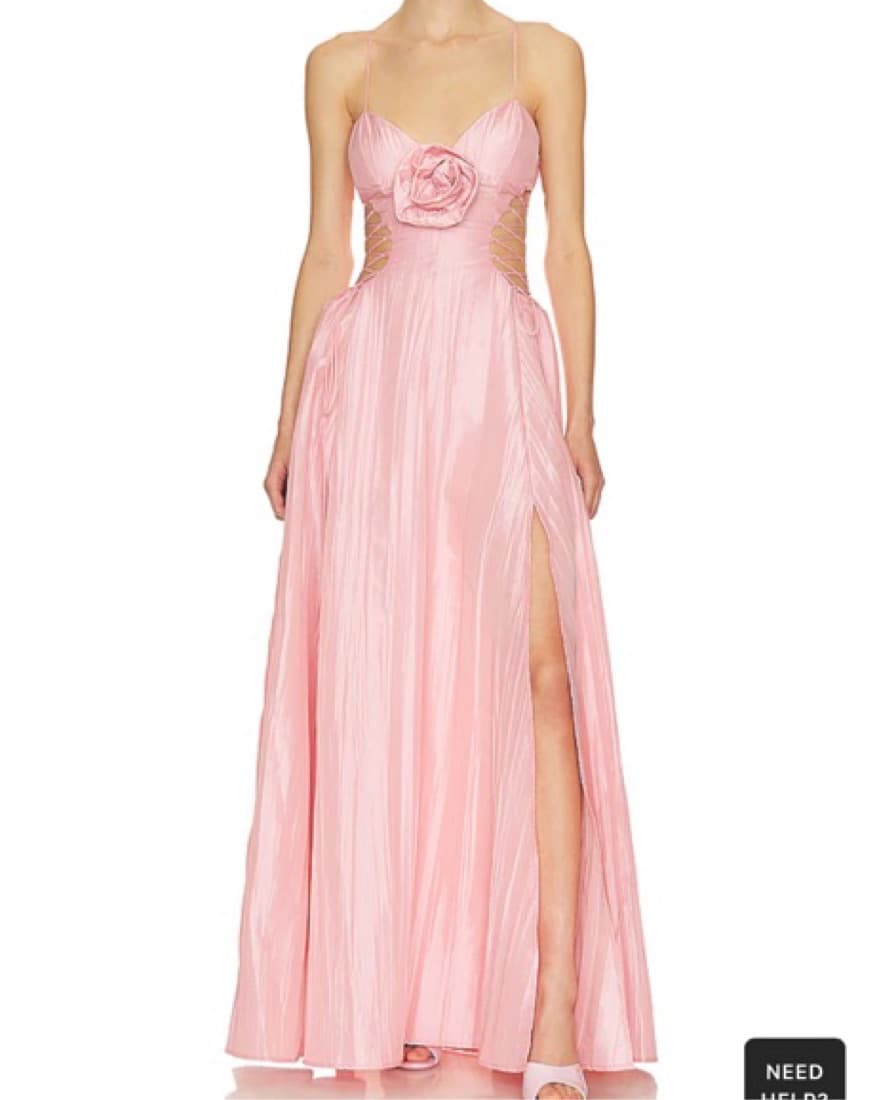 Pink Pleated Chiffon High-Low Gown - Image 1