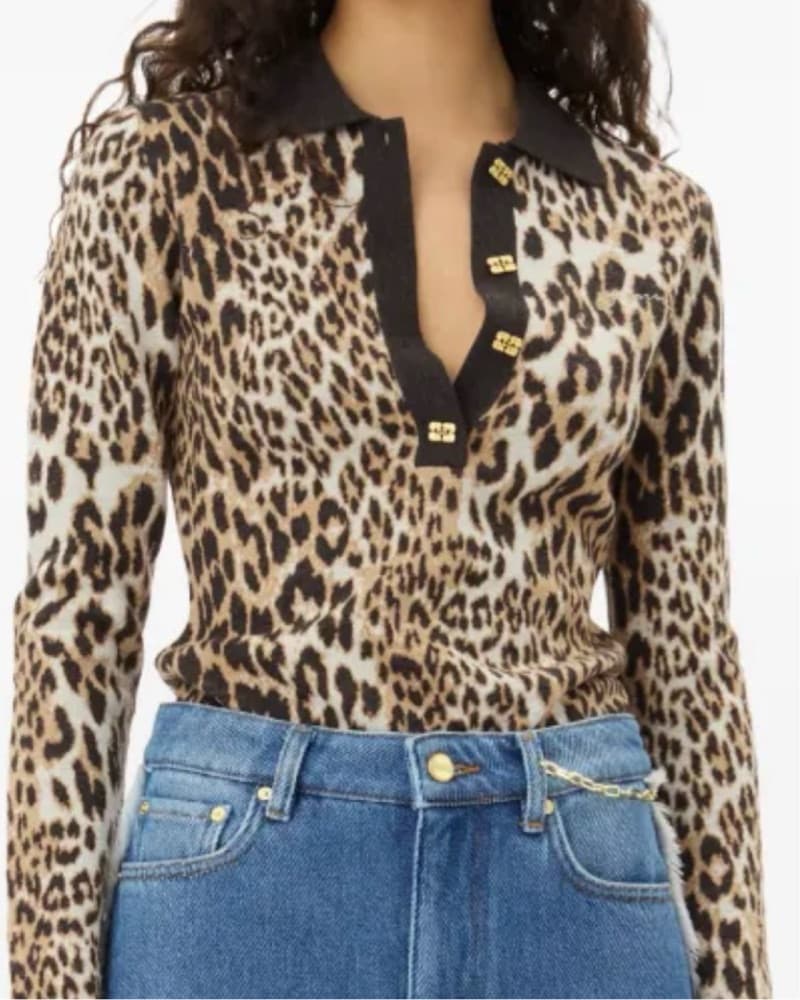 Ganni Leopard Print Long sleeveshirt - Image 1