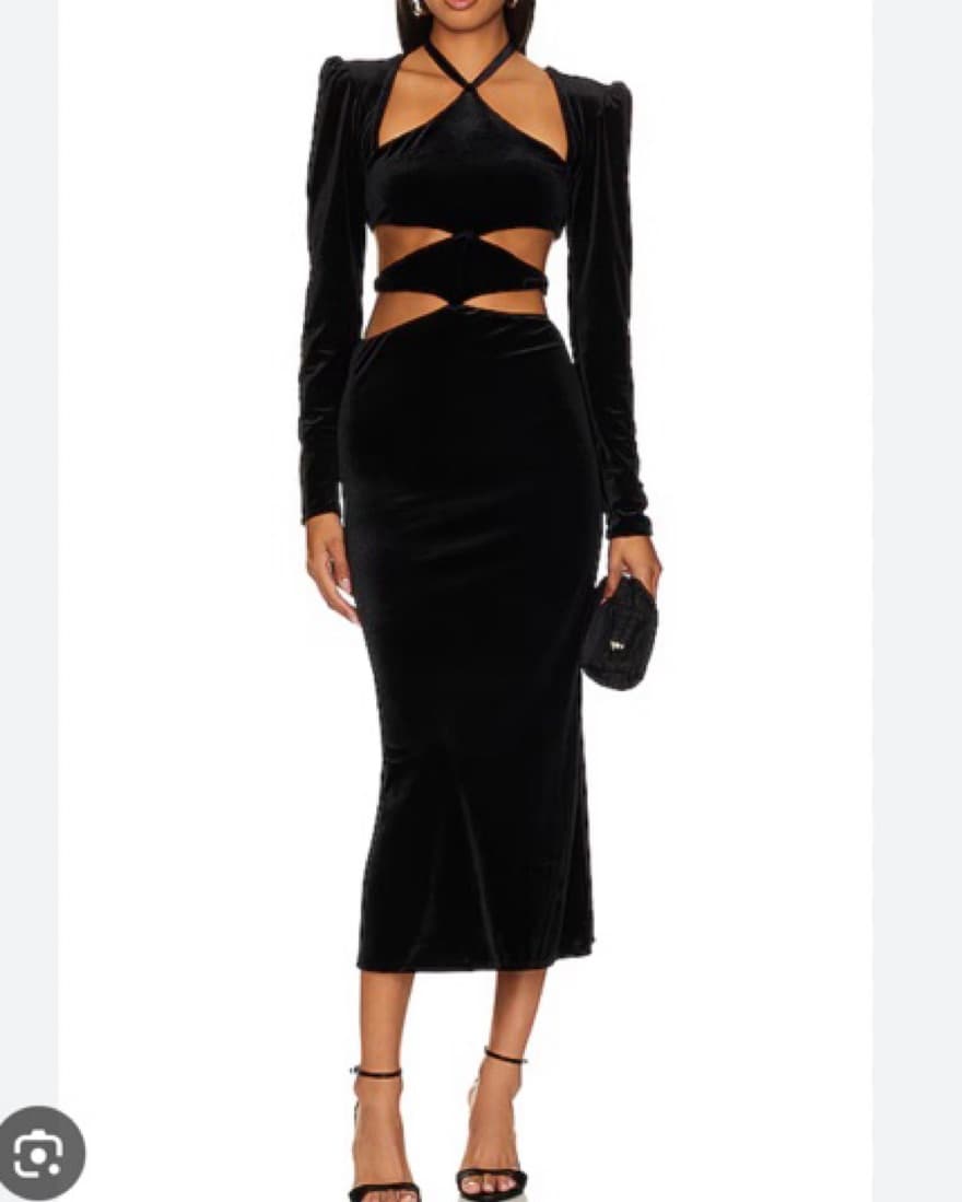 Material Girl Dress In Black Velvet - Image 1
