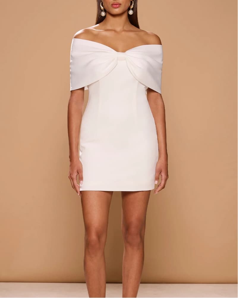 Off-Shoulder White Graduation Dress - Image 2