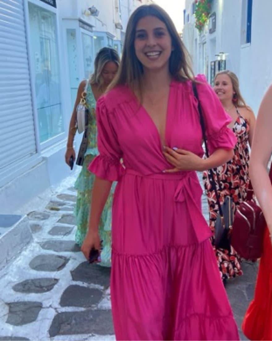Kasia Greek Pink Belted Dress - Image 2