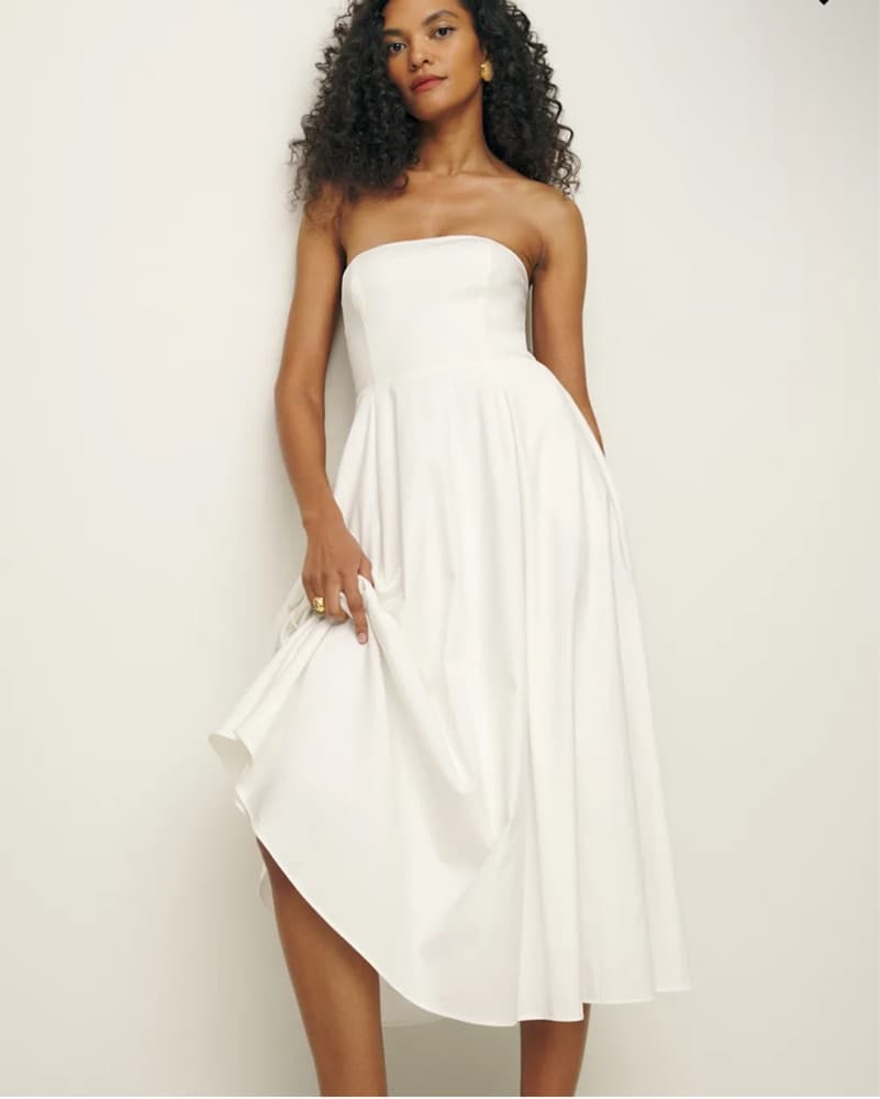 Reformation Chic Strapless Midi Dress - Image 1