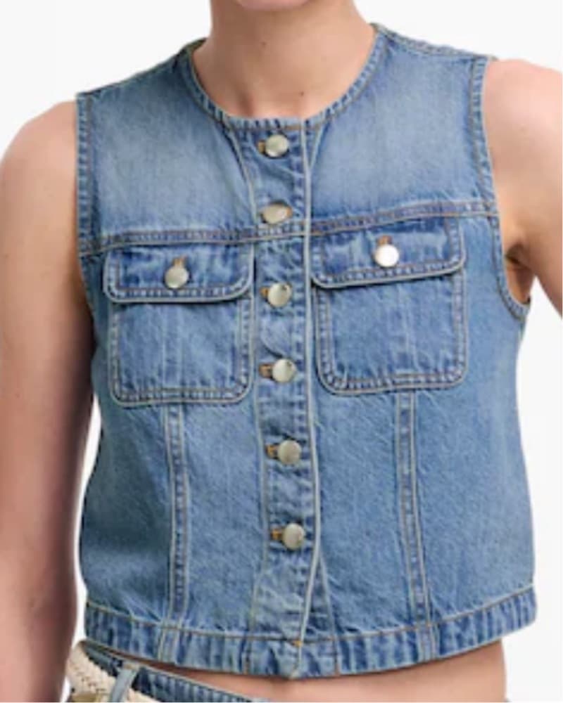 Madewell Cropped Denim Vest/Top - Image 1