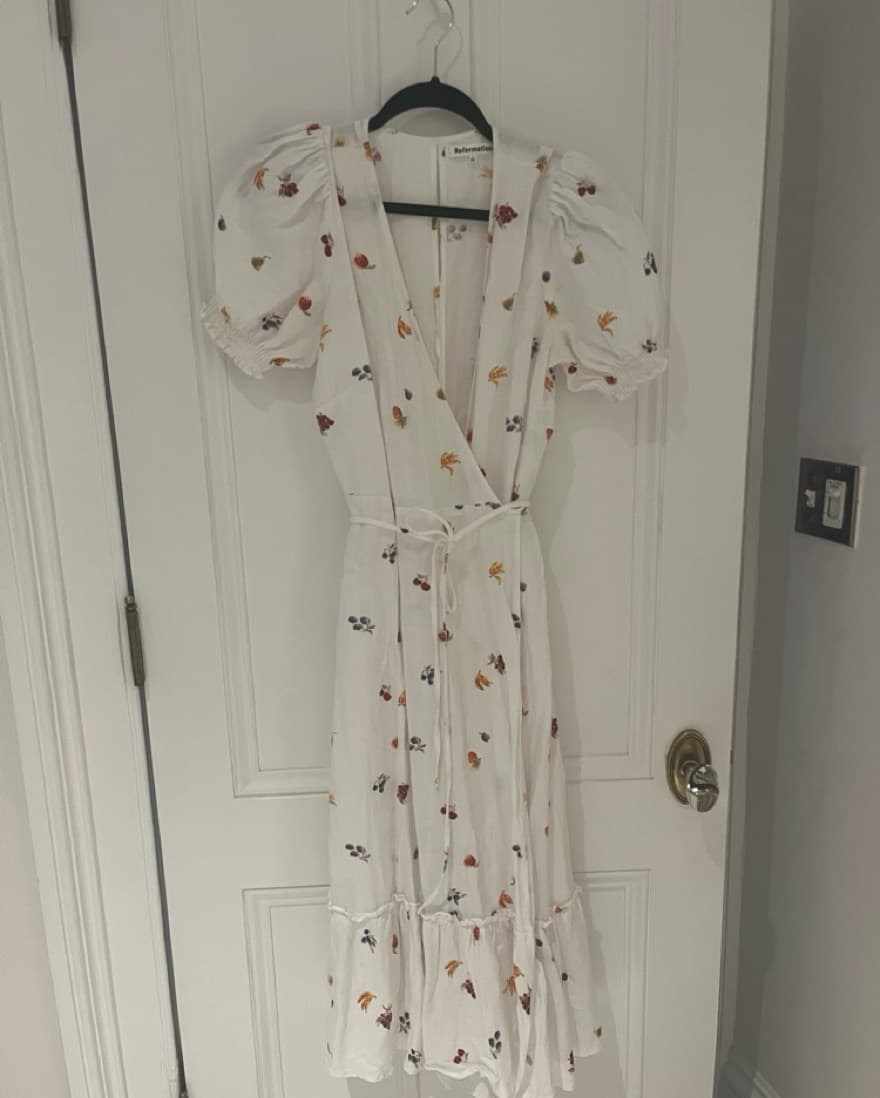 Reformation Linen Fruit Wrap Dress  - Image 1