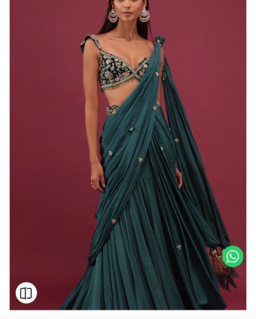 Kalki Emrald Green Pre Drape Saree - Image 2