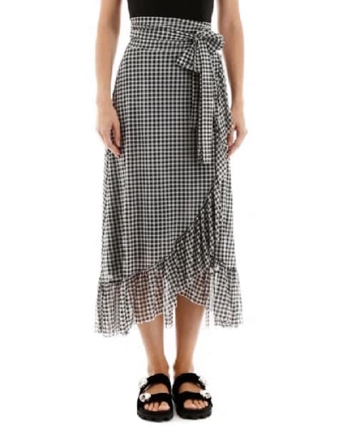 Ganni Ruffle Wrap gingham Skirt Midi - Image 4