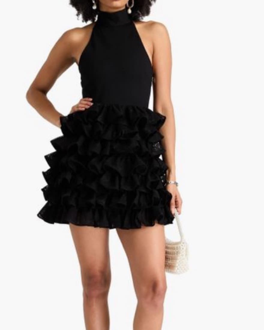 ROTATE Black Ruffled Minidress - Image 3