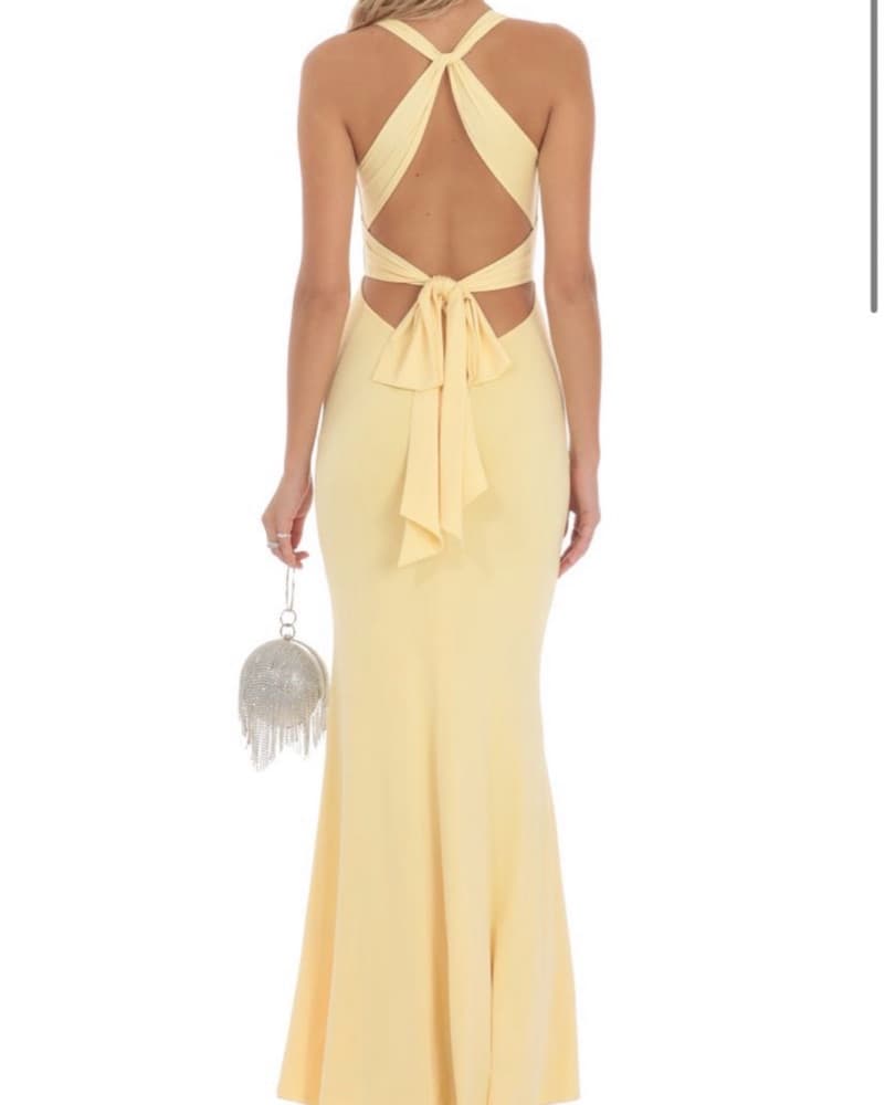 Front Twist Yellow Formal Dress - Image 2