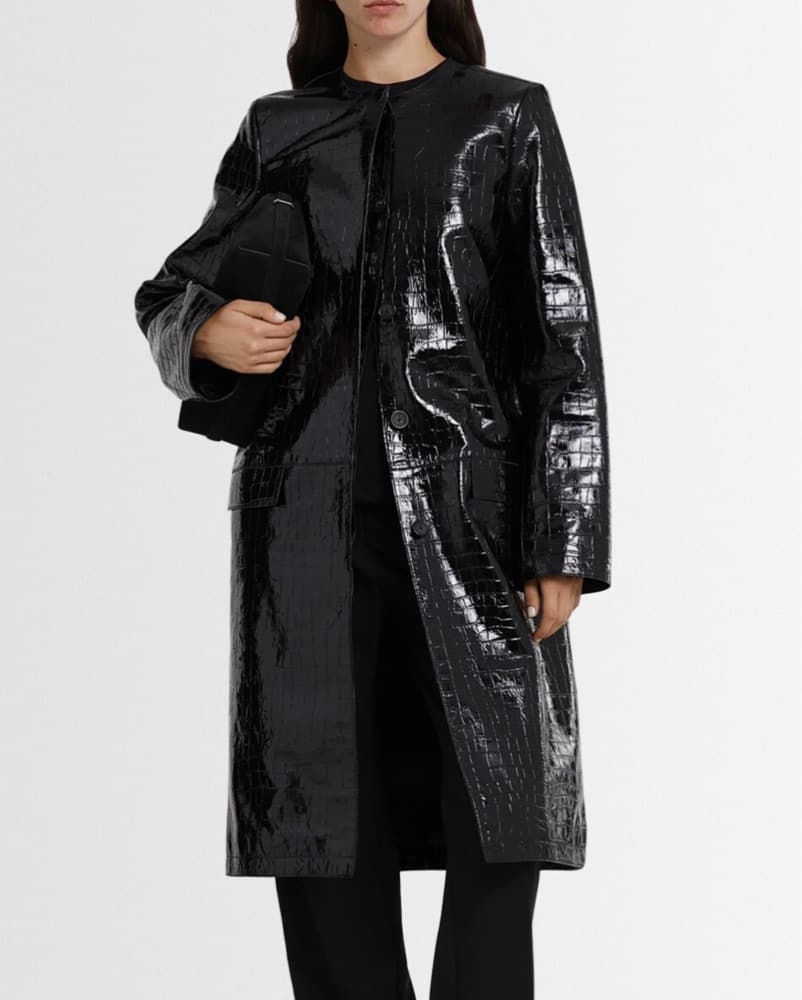 Toteme Croco-Embossed Leather Coat - Image 1
