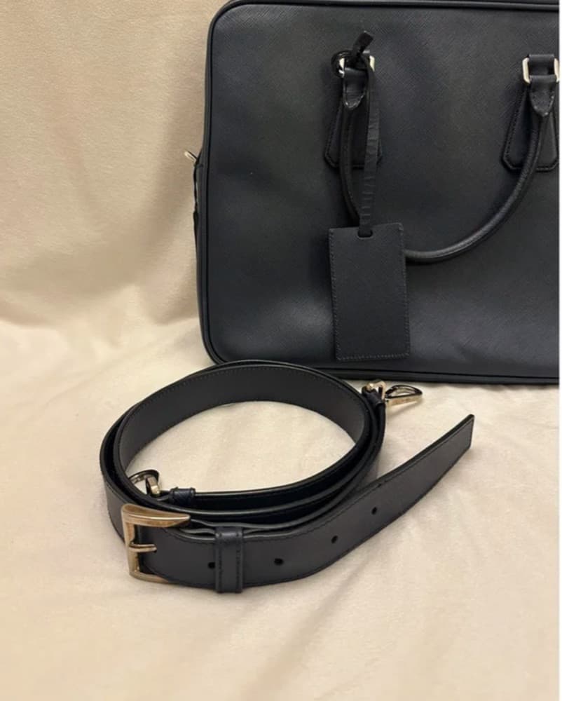 Prada Milano Black Leather Saffiano Laptop Tote Bag - Image 6
