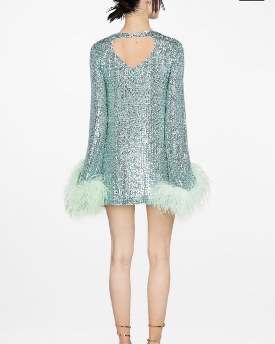 Nervi Light Blue Feather + Sequins Dress - Image 4