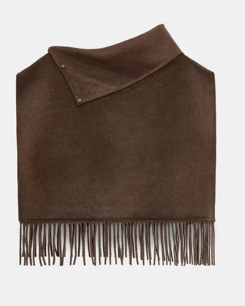Zara Wool Fringe Brown Cape  - Image 3