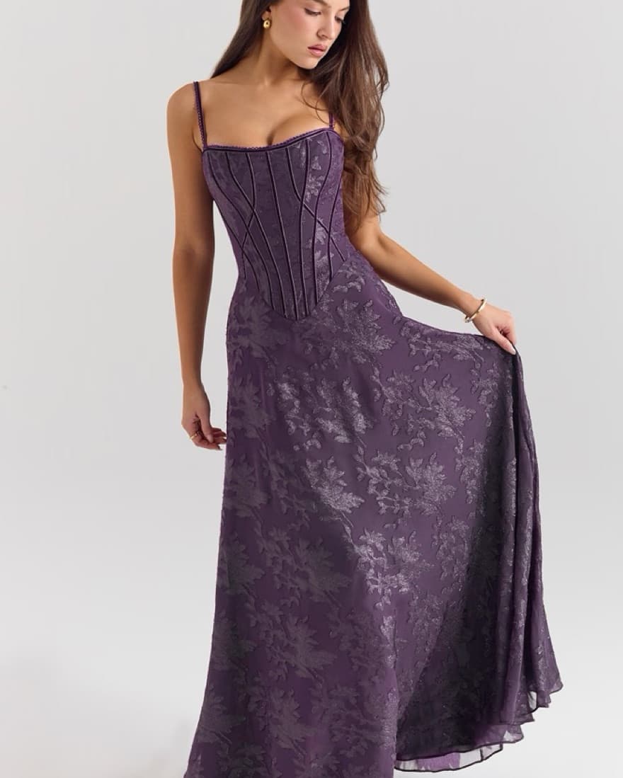 Grape Chiffon House of CB Dress  - Image 3