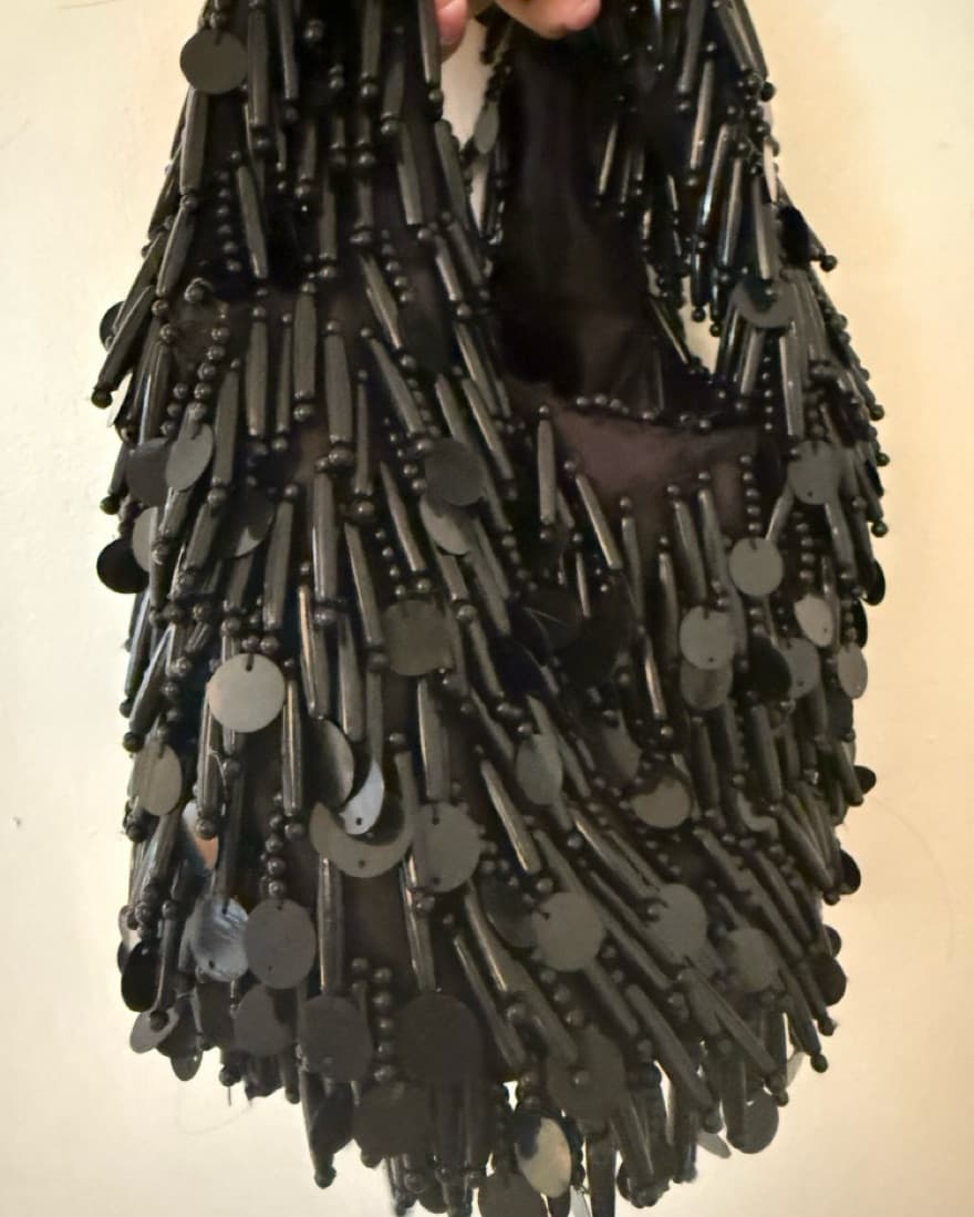 Black Beaded Evening Bag / Purse - Image 3