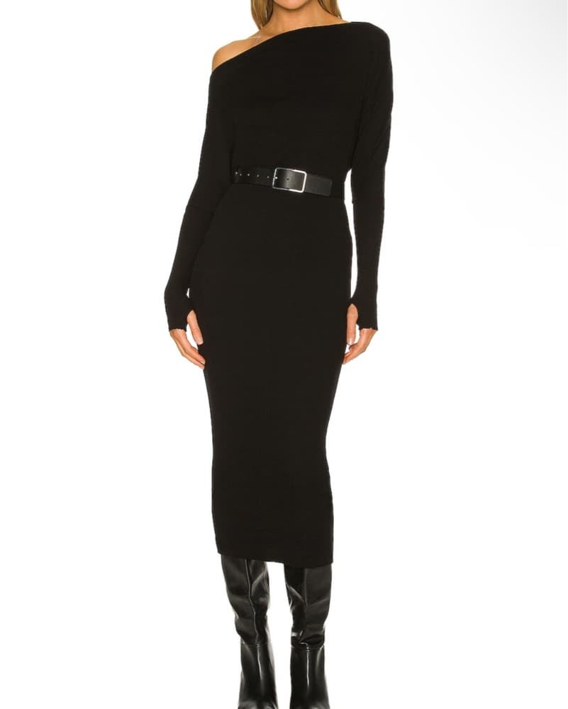 Sleek One-Shoulder Black Maxi Dress - Image 1