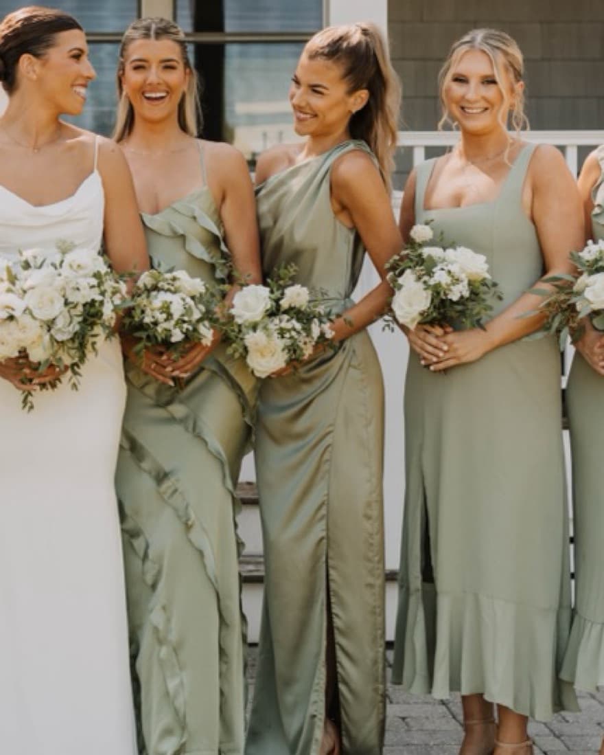 Moss Green Satin Gown - Image 2