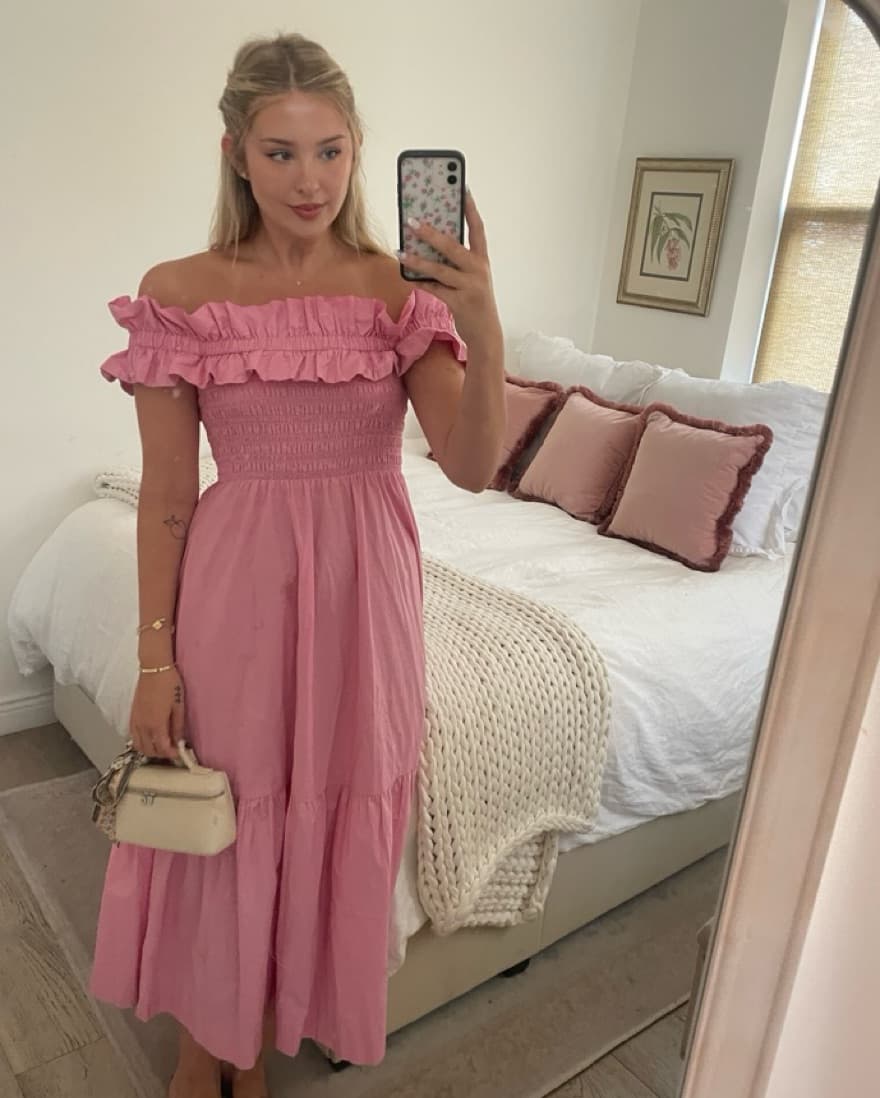 Pink Off The Shoulder Sundress - Image 4