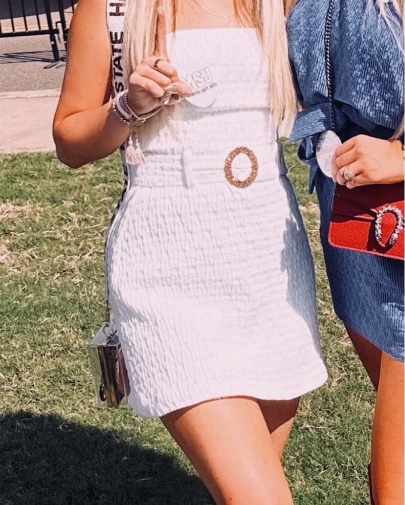 White Belted Dress - Image 2