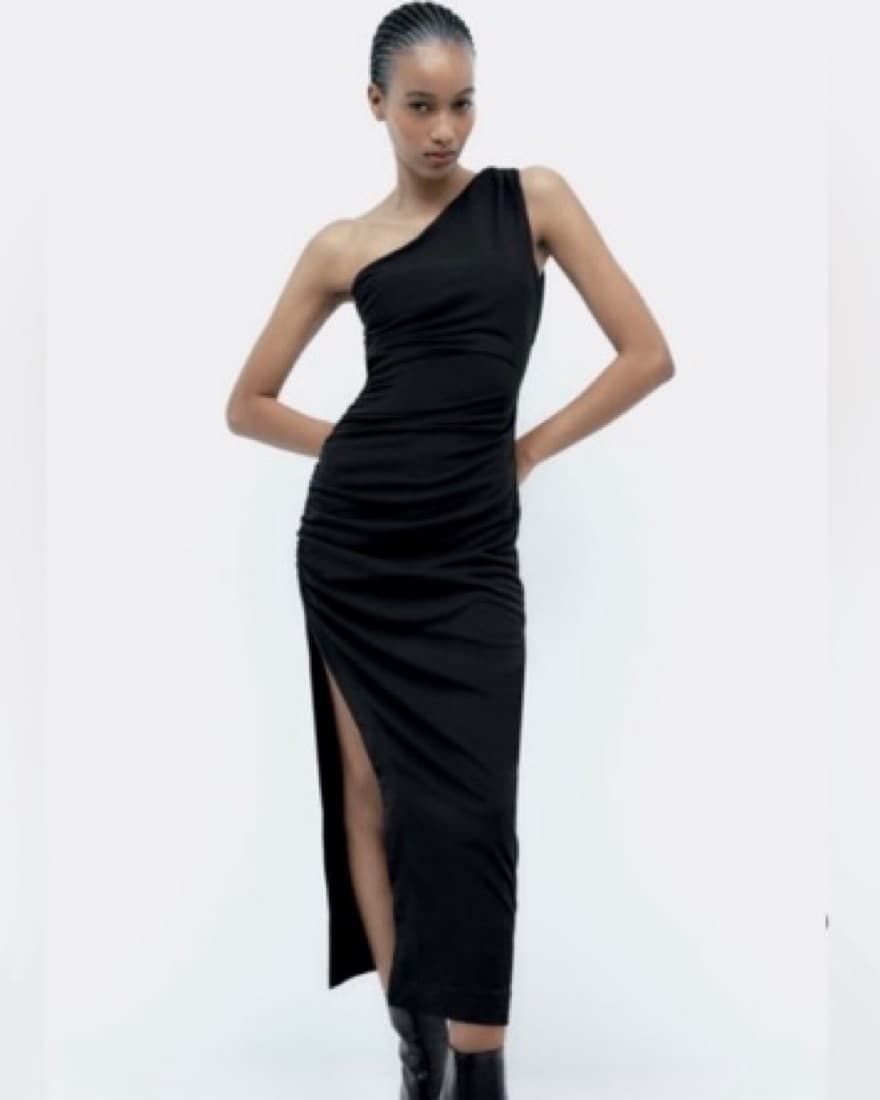 Zara High Slit One Shoulder Dress S - Image 1