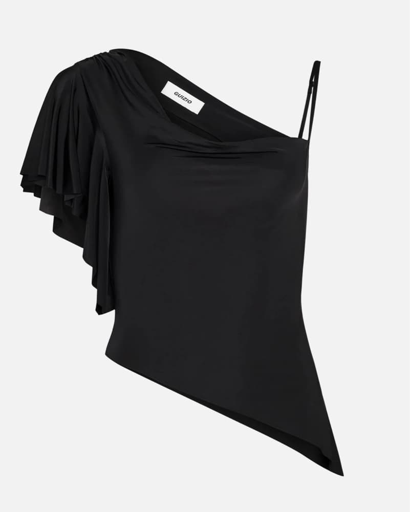 Asymmetric One-Shoulder Black Top - Image 2